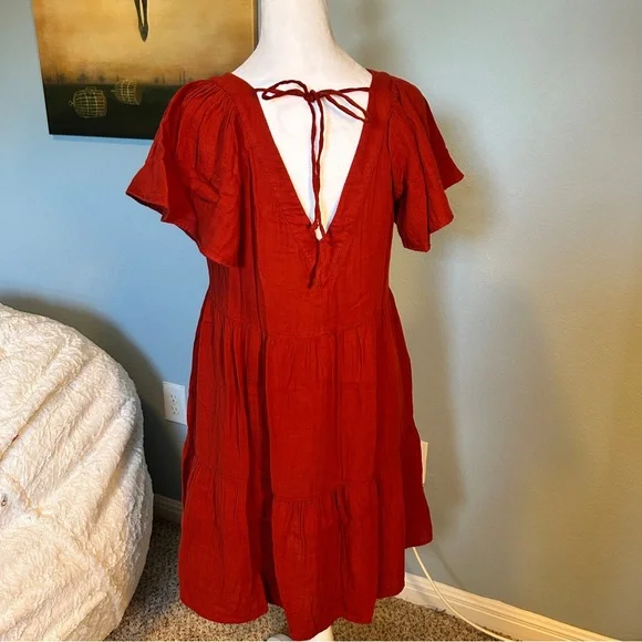 Old Navy Red Flutter-Sleeve Summer Dress - M - Picture 4 of 7